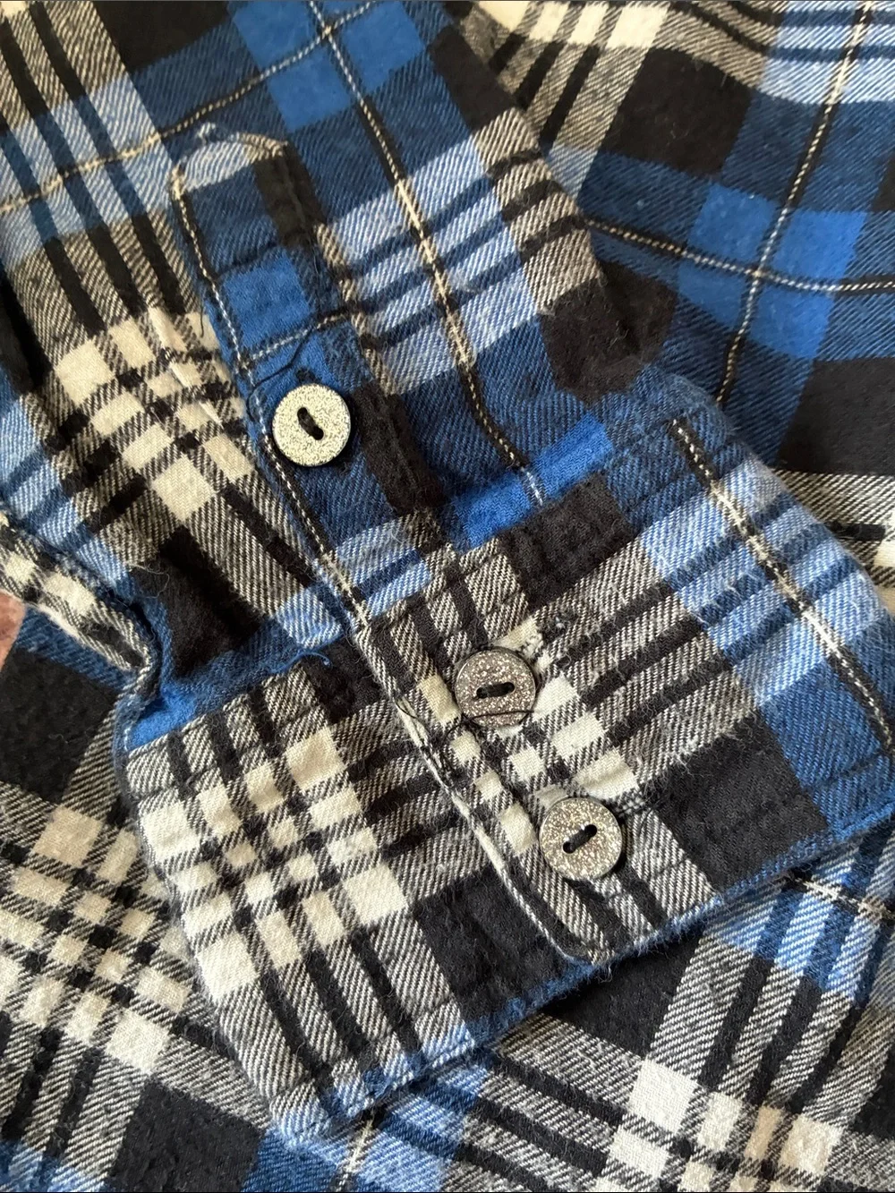 Justice Blue Black White Plaid Button-Down Shirt